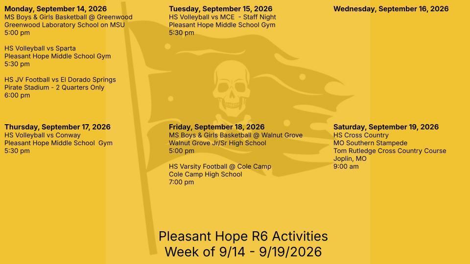 9/14 - 9/19/26 PHR6 Activities