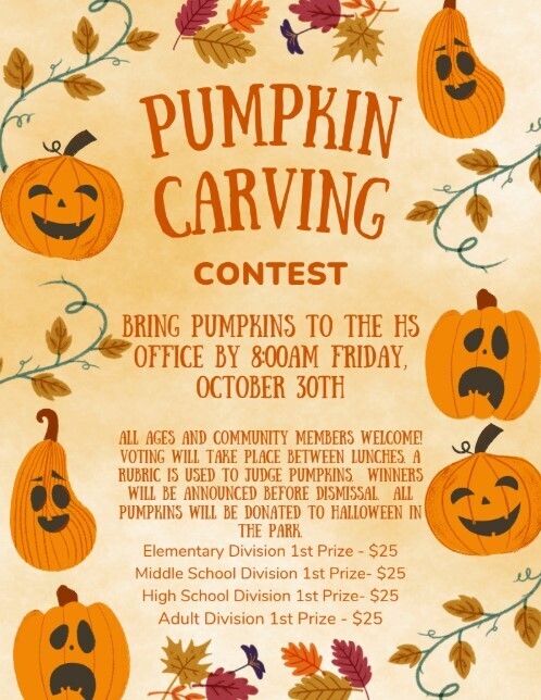 Pumpkin Carving Contest Oct 30