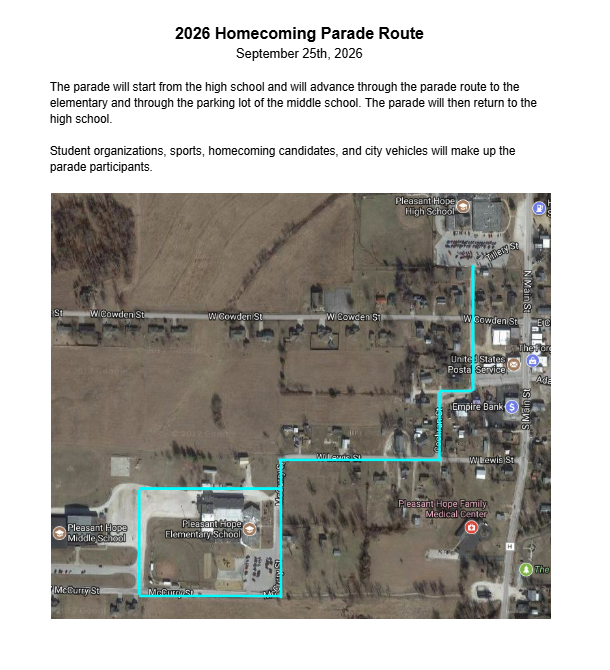 Homecoming Parade Route 2026
