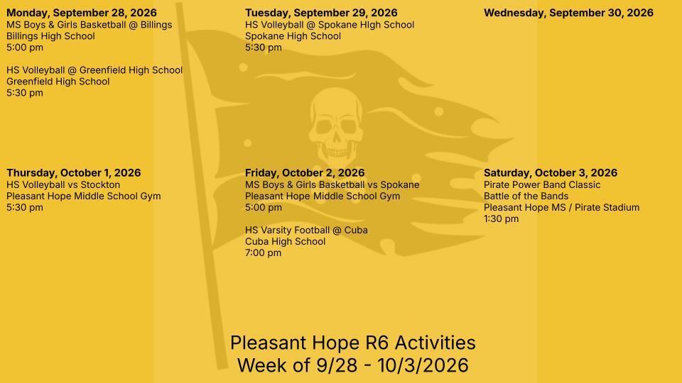 9/28 - 10/3/26 Activities