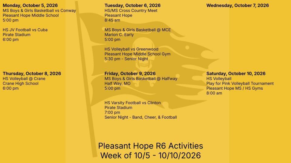 10/5 - 10/10 activities