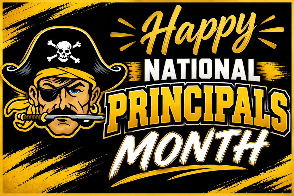 🖤💛 Happy National Principals Month! 💛🖤  Today and every day, we are thankful for our amazing principals! Your dedication, kindness, and leadership make our school a special place to learn and grow. Thank you for always going above and beyond for our students, staff, and school family!  🏴‍☠️ We are thankful to have you leading our Pirate family! 🖤💛