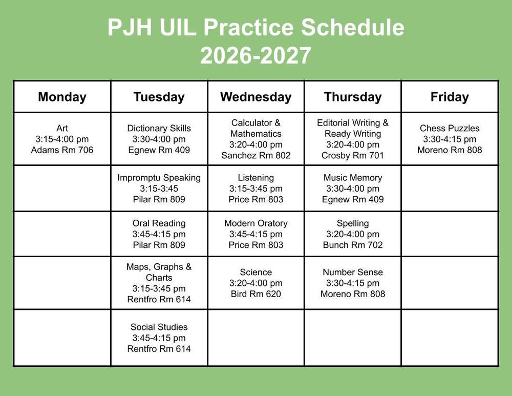 UIL Schedule