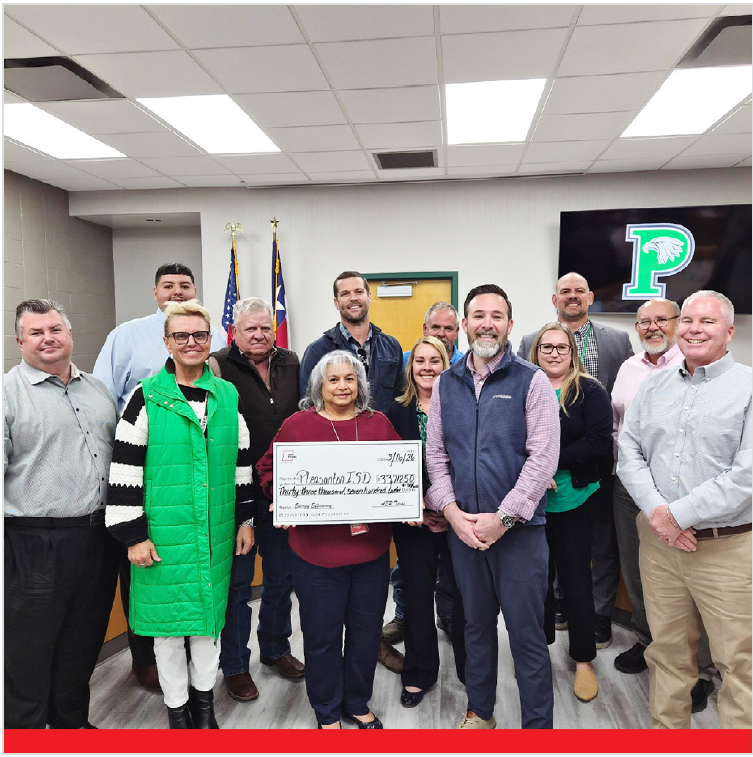 Pleasanton ISD Recognized for Energy Efficiency Savings with AEP Texas Incentive Check