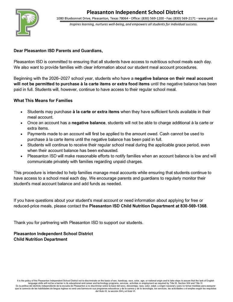 📢 Important information for our Pleasanton Junior High families!