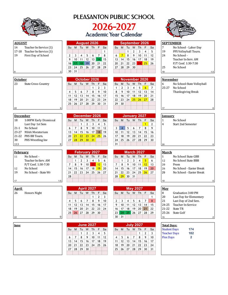 2026-2027 District Calendar