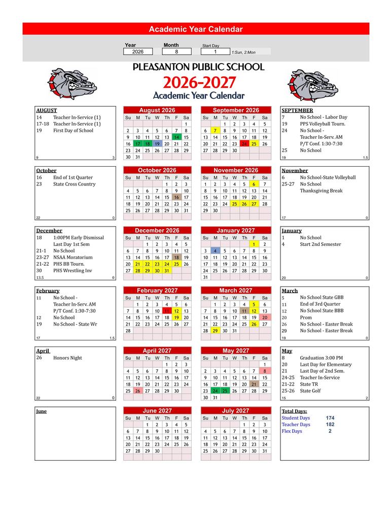 2026-2027 District Calendar