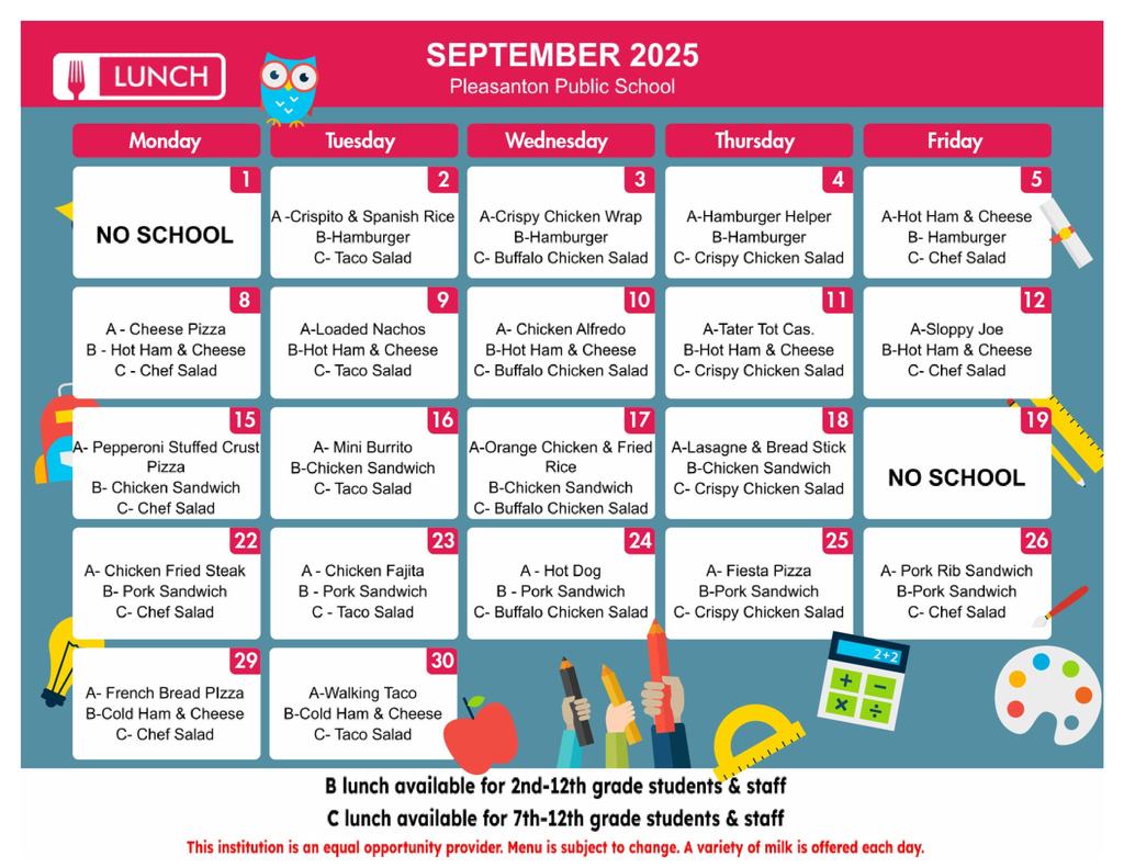 September Lunch Menu