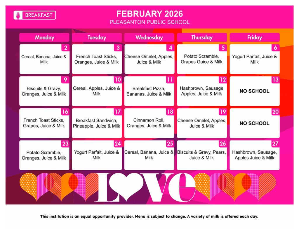 February Breakfast Menu