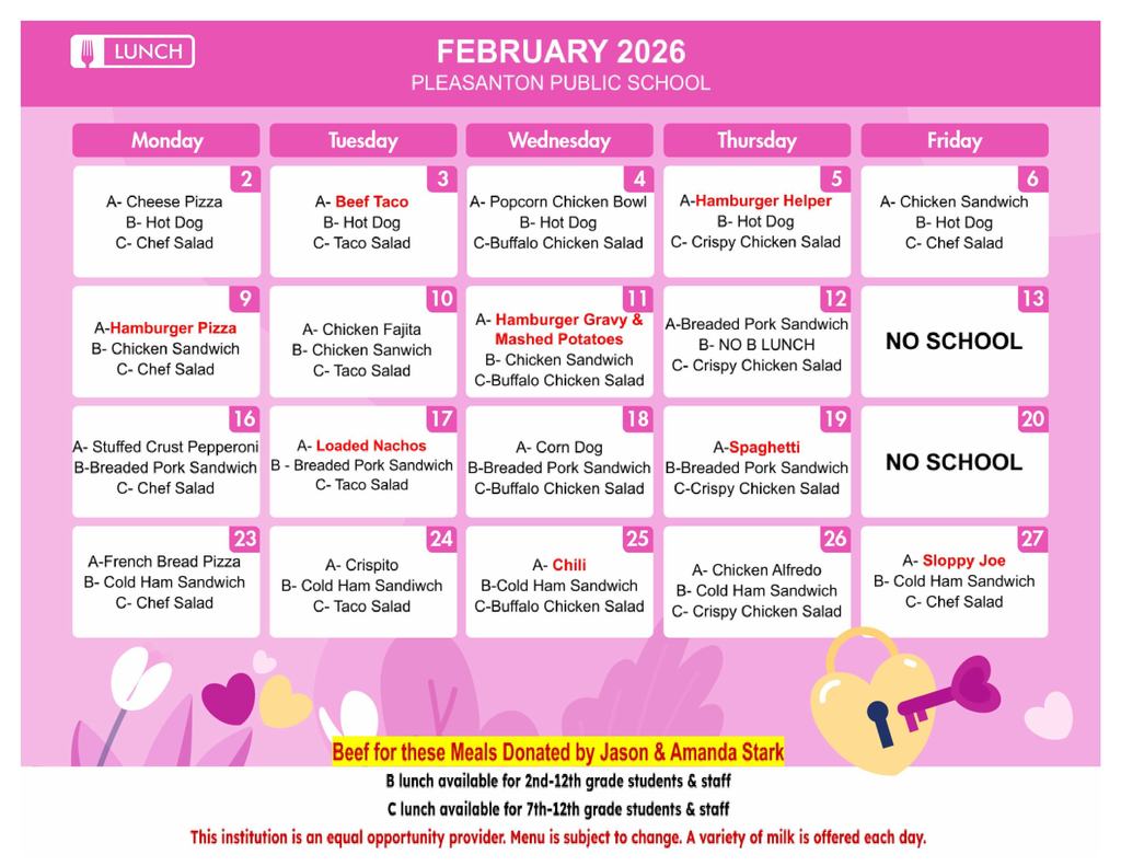 February Lunch Menu
