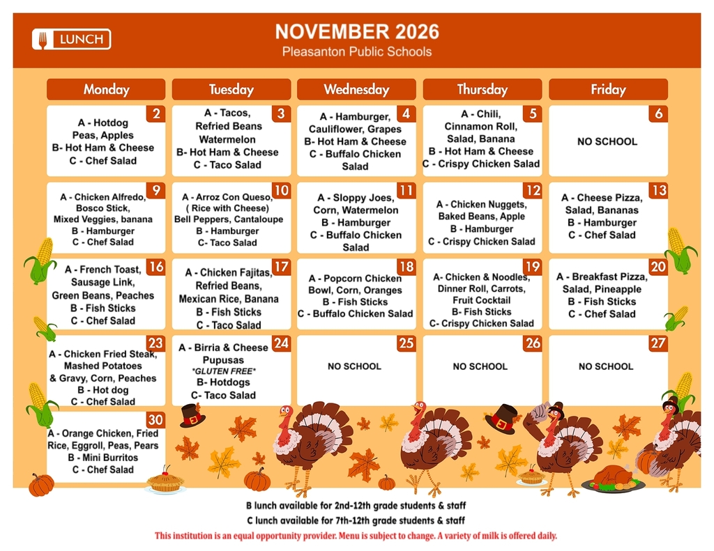 November Lunch Menu
