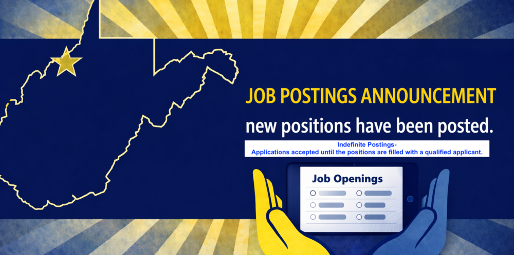 Job Postings Announcement, new positions have been posted, Indefinite Postings- Applications accepted until the positions are filled with a qualified applicant. decorative