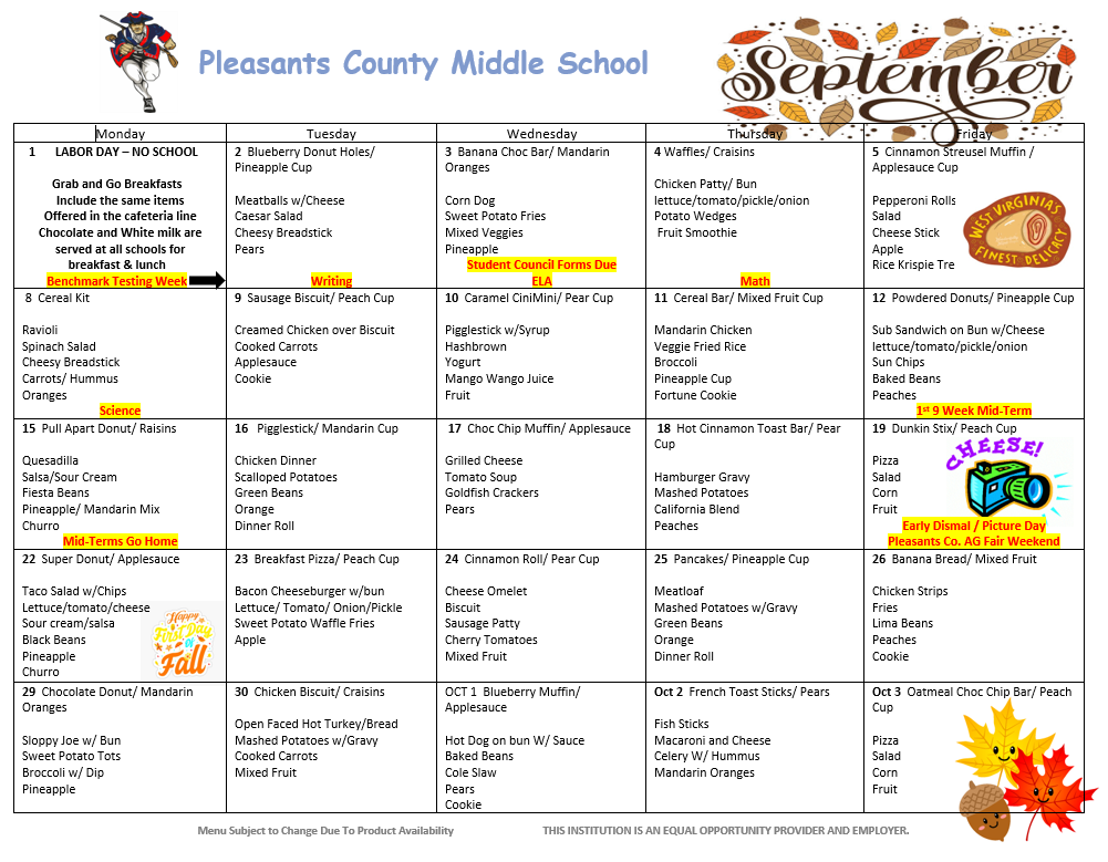 Lunch Menu September