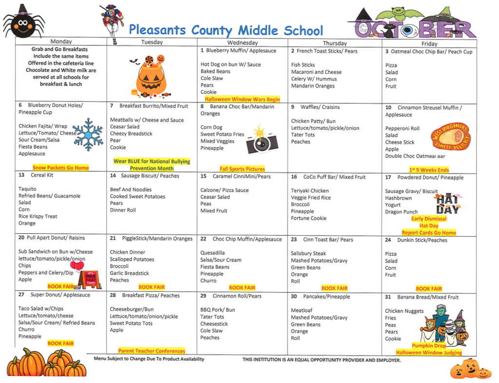 October Lunch Menu