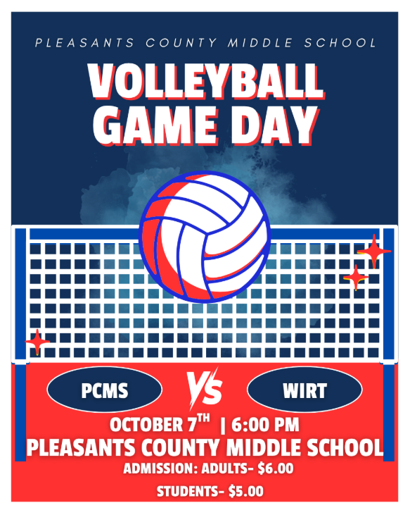 PCMS Volleyball Game Day tonight at 6:00 PM, home.