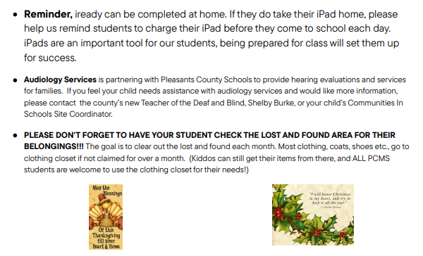 November and December Newsletter