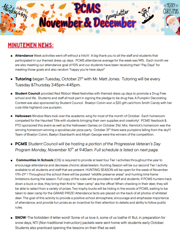 November and December Newsletter