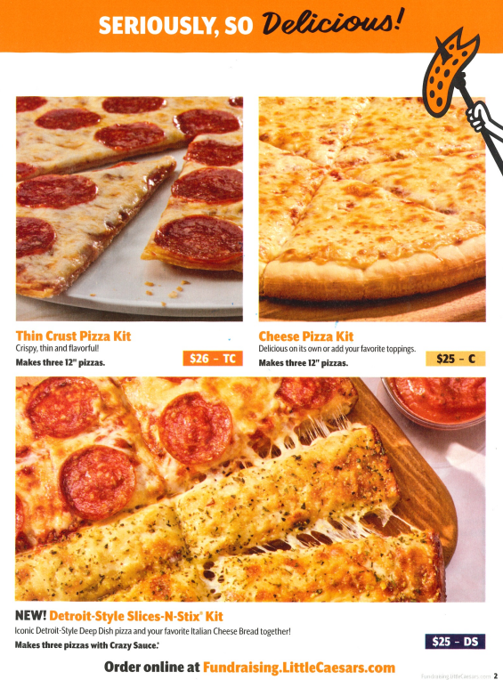 Little Caesars Fundraiser Menu