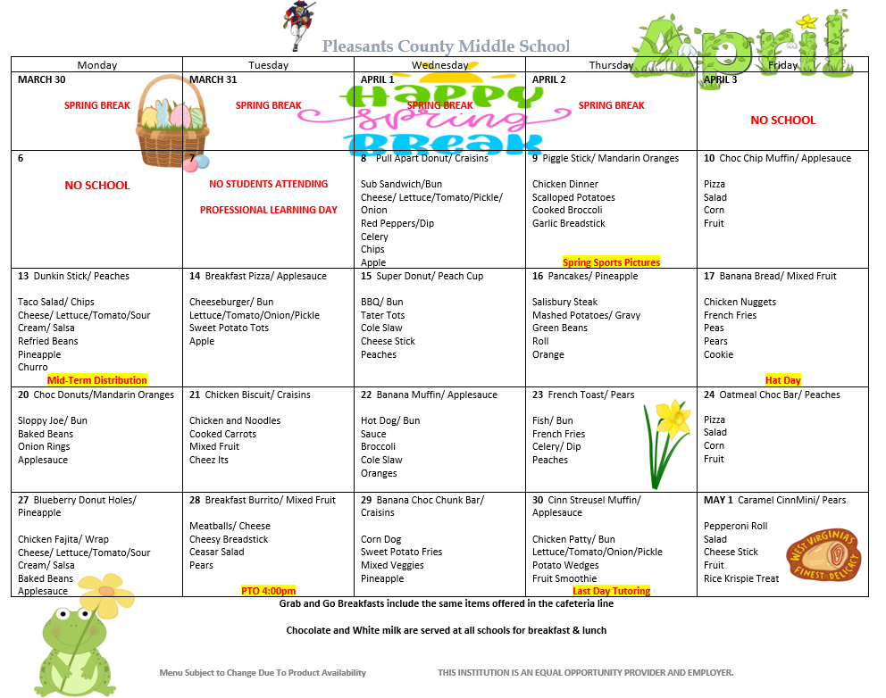 Lunch Menu April