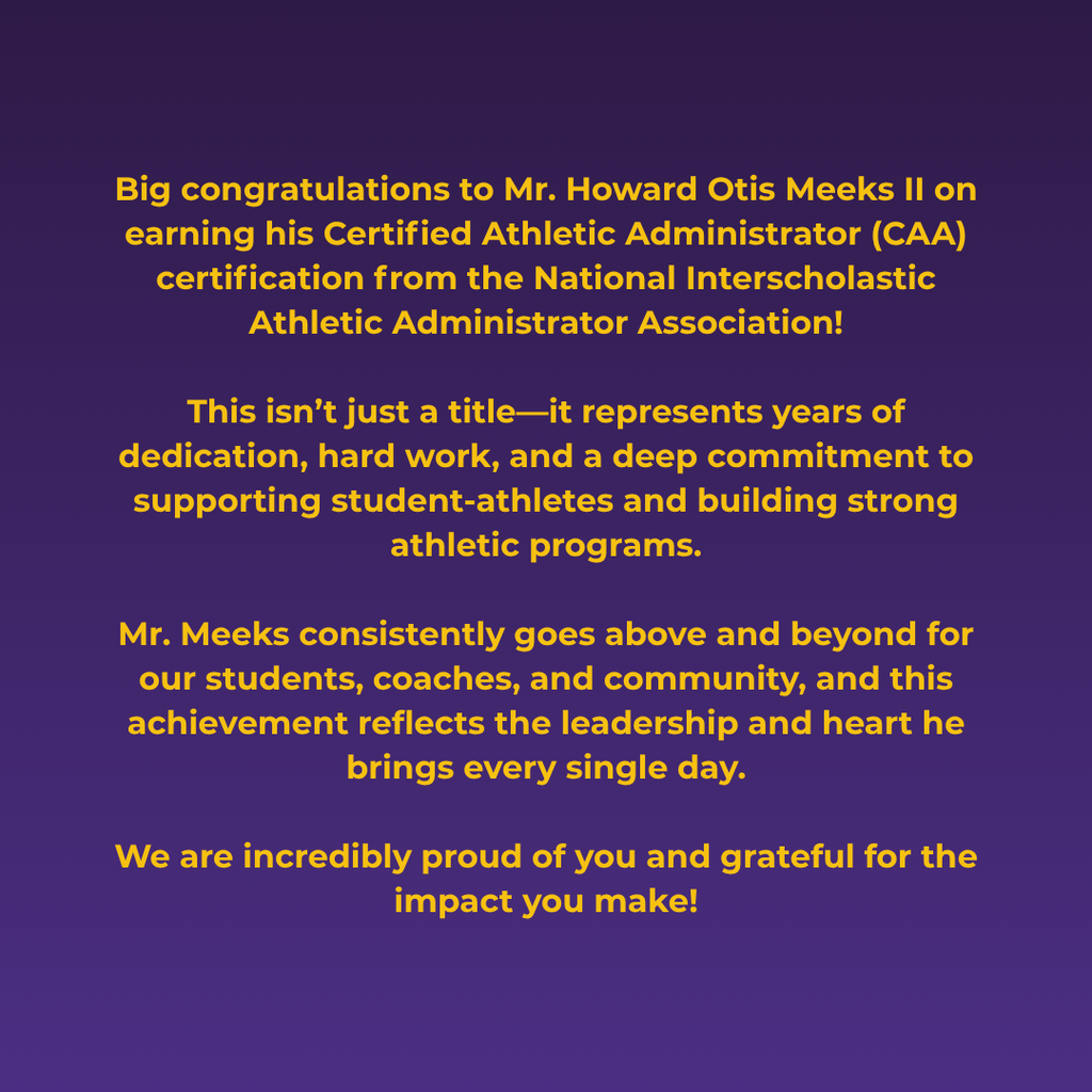 Mr. Meeks Certified Athletic Administrator