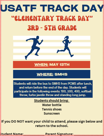 Elementary Track Day at SMHS - May 13th
