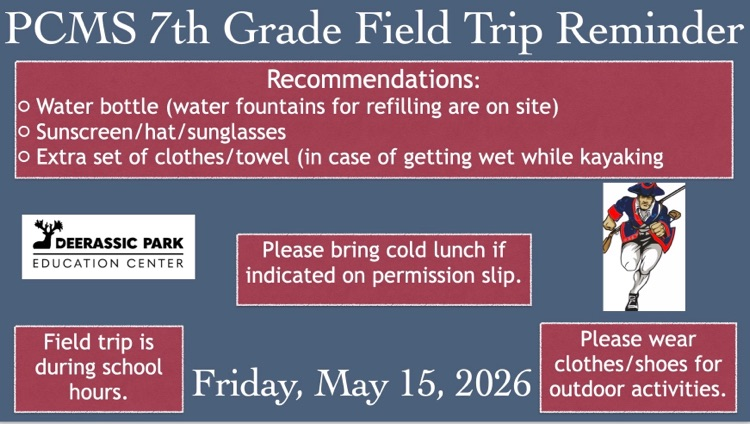 7th grade field trip information