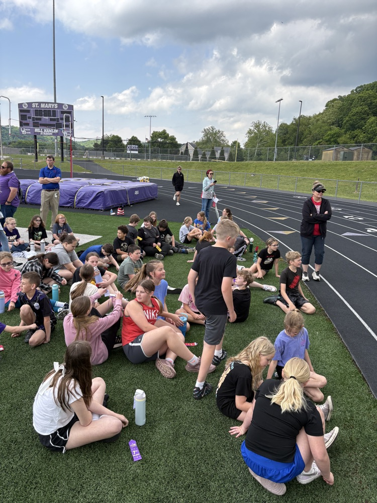 Fifth grade students participating in track and field events during Elementary Track & Field Day.