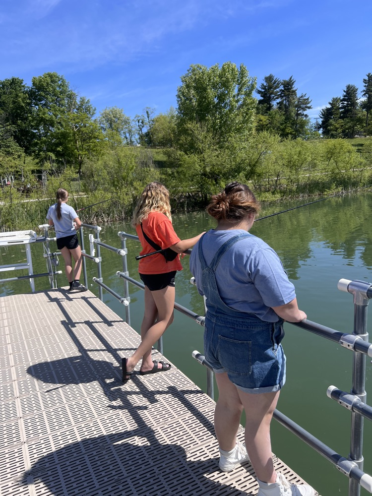 Seventh grade students explore exhibits and outdoor activities during a field trip to Deerassic Park Education Center in Ohio.