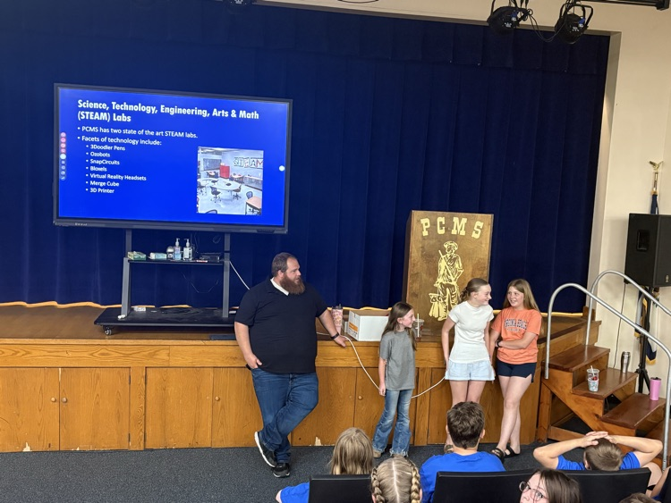 Fourth grade students from SMES and BES visited PCMS for Step Up Day and were welcomed as future Minutemen.