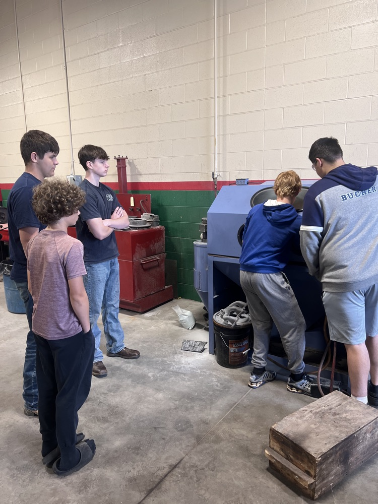 Eighth grade students touring St. Marys High School and MOVTI while learning about high school classes and career programs.