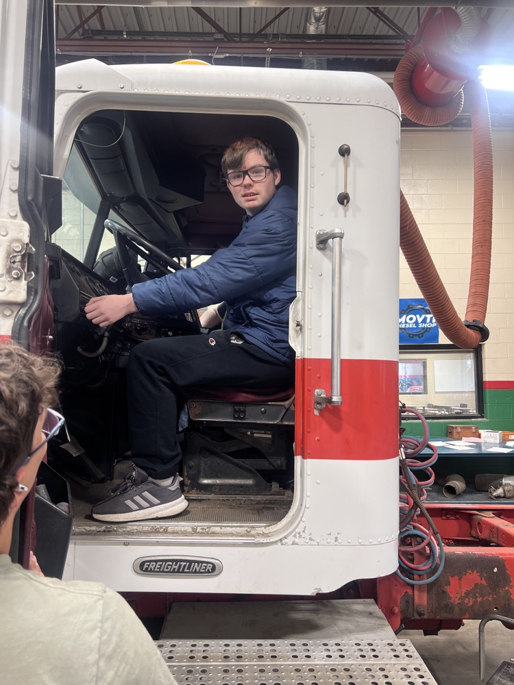 Eighth grade students touring St. Marys High School and MOVTI while learning about high school classes and career programs.