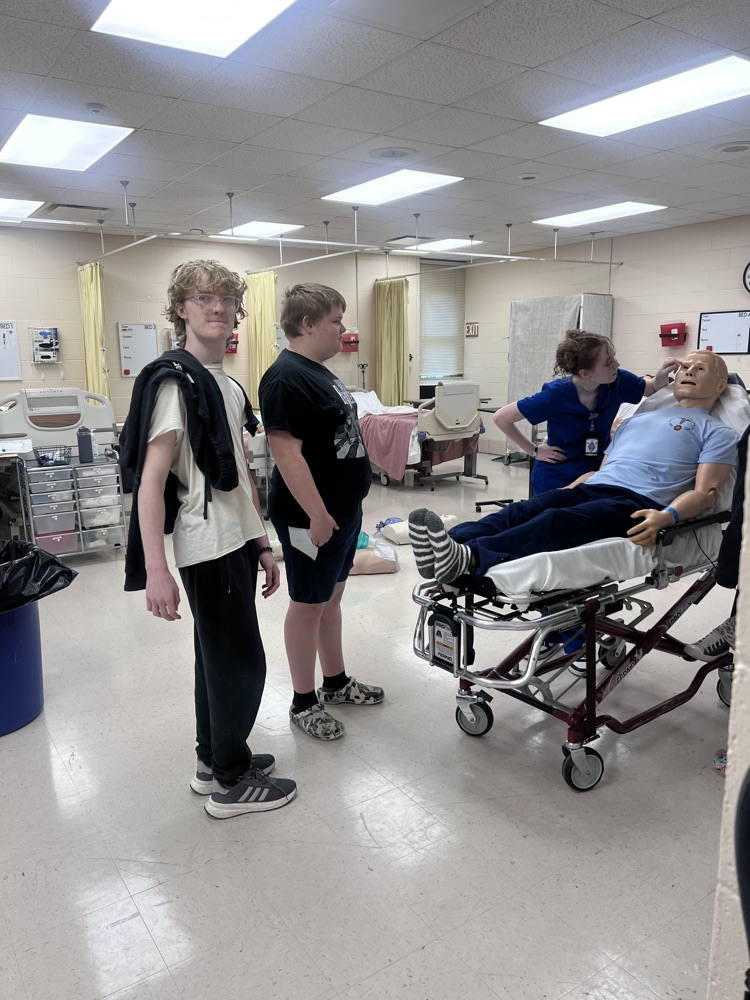 Eighth grade students touring St. Marys High School and MOVTI while learning about high school classes and career programs.