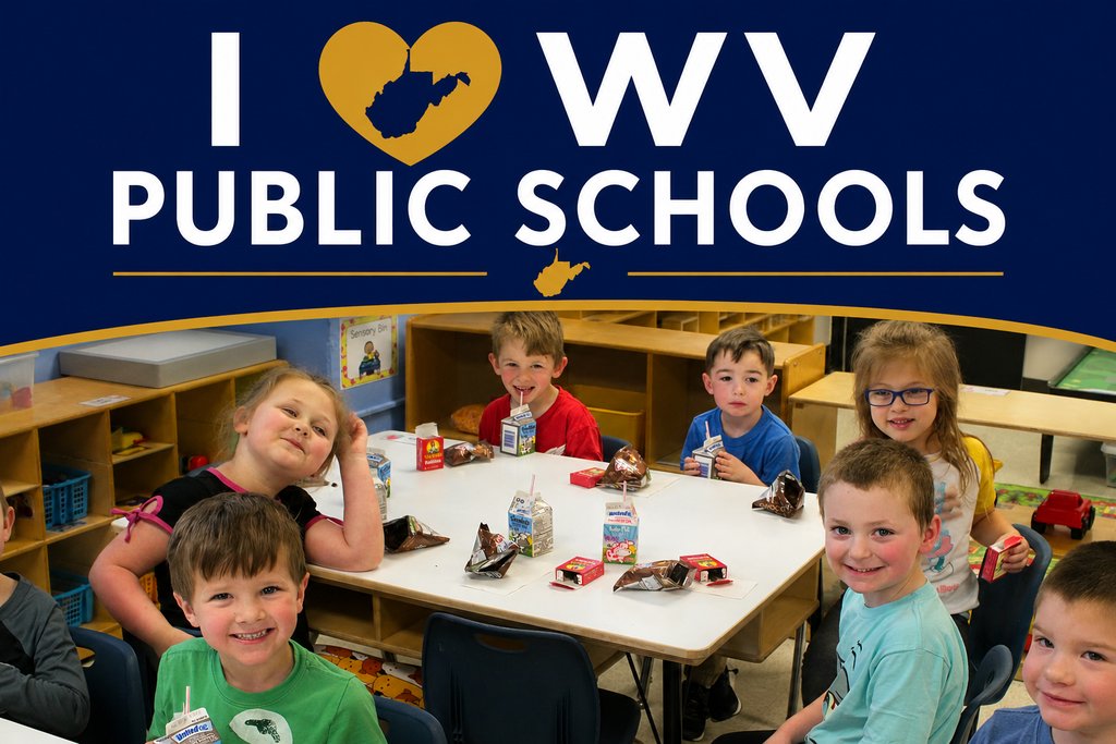 I Love WV Public Schools with students