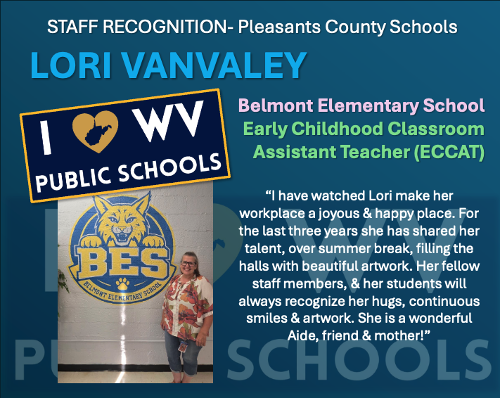 “I have watched Lori make her workplace a joyous & happy place. For the last three years she has shared her talent, over summer break, filling the halls with beautiful artwork. Her fellow staff members, & her students will always recognize her hugs, continuous smiles & artwork. She is a wonderful Aide, friend & mother!”