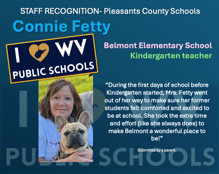 “During the first days of school before Kindergarten started, Mrs. Fetty went out of her way to make sure her former students felt comforted and excited to be at school. She took the extra time and effort (like she always does) to make Belmont a wonderful place to be!”