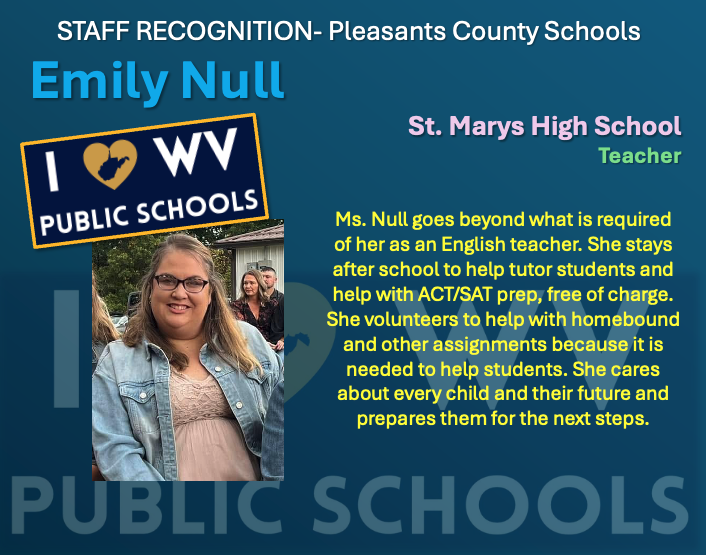 Ms. Null goes beyond what is required of her as an English teacher. She stays after school to help tutor students and help with ACT/SAT prep, free of charge. She volunteers to help with homebound and other assignments because it is needed to help students. She cares about every child and their future and prepares them for the next steps.