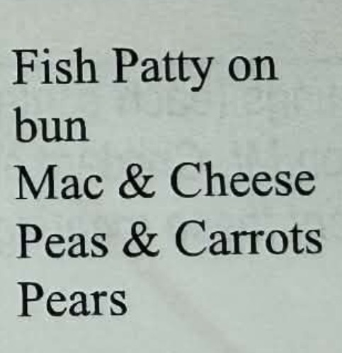 lunch menu update - fish patty 