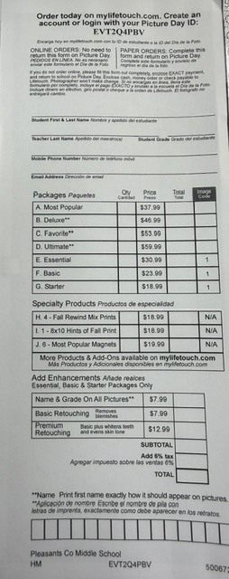 Picture Package Prices