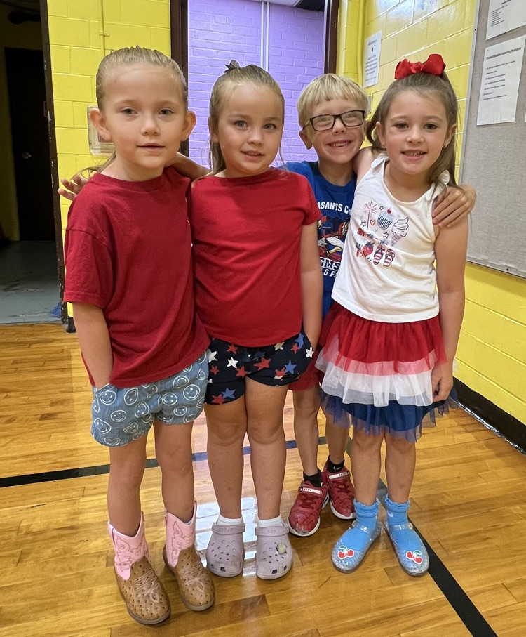 BES students wearing red, white, and blue clothing to celebrate Constitution Day.