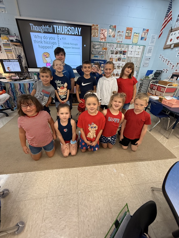 BES students wearing red, white, and blue clothing to celebrate Constitution Day.