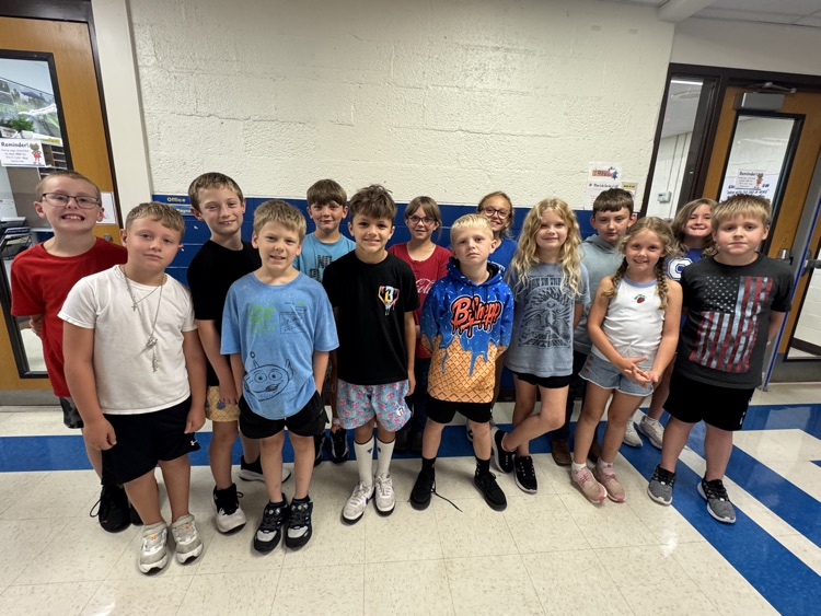BES students wearing red, white, and blue clothing to celebrate Constitution Day.