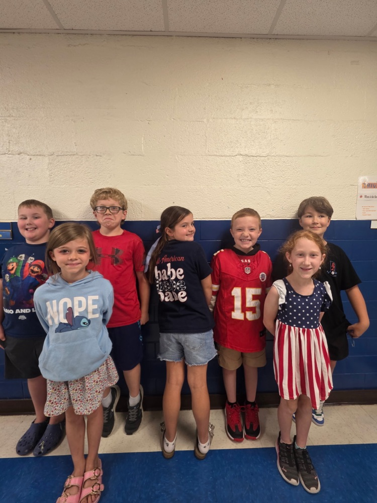 BES students wearing red, white, and blue clothing to celebrate Constitution Day.