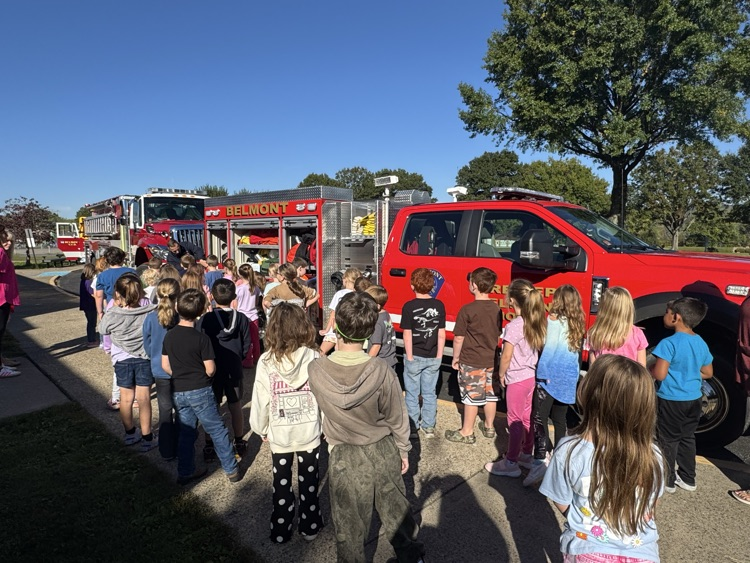 Belmont Elementary students learn important fire safety and prevention tips from the Belmont Volunteer Fire Department during Fire Prevention Week.