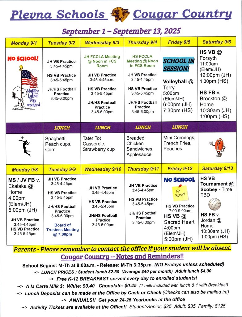 Cougar Country Sept. 1 - Sept. 13, 2025