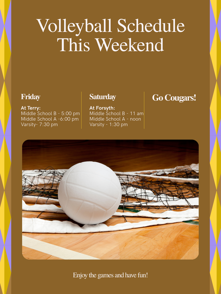 Sept. 5th and 6th volleyball schedule Go Cougars!