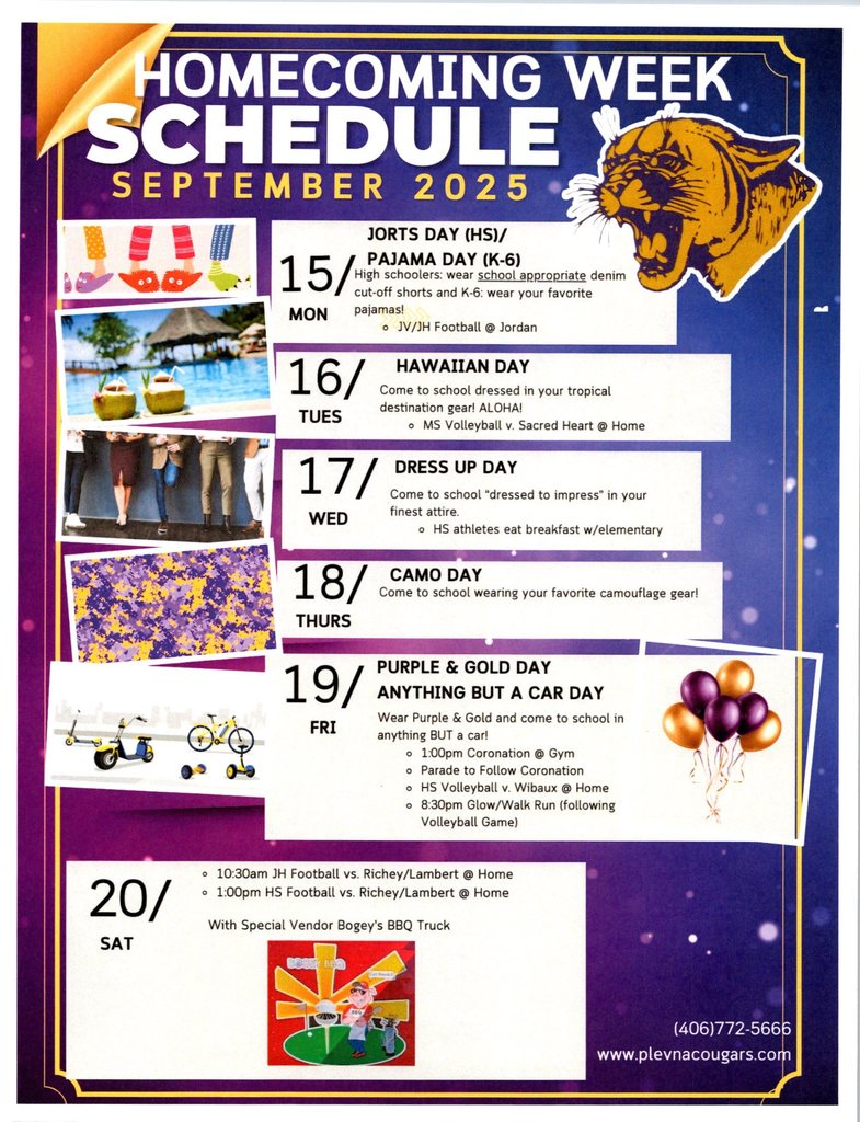 Sept. 2025 Homecoming Week Schedule