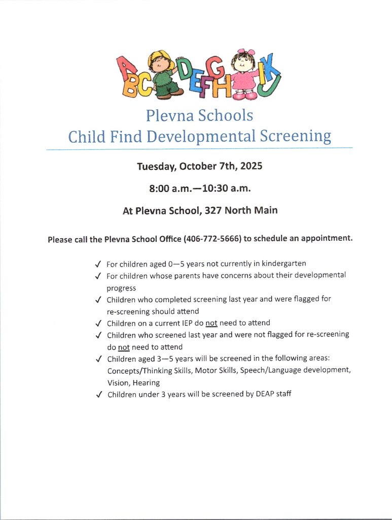 Child Find Developmental Screening Tuesday, October 7th, 2025