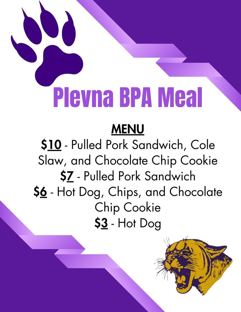 Plevna BPA will be serving food during this wknd's football and volleyball games.
