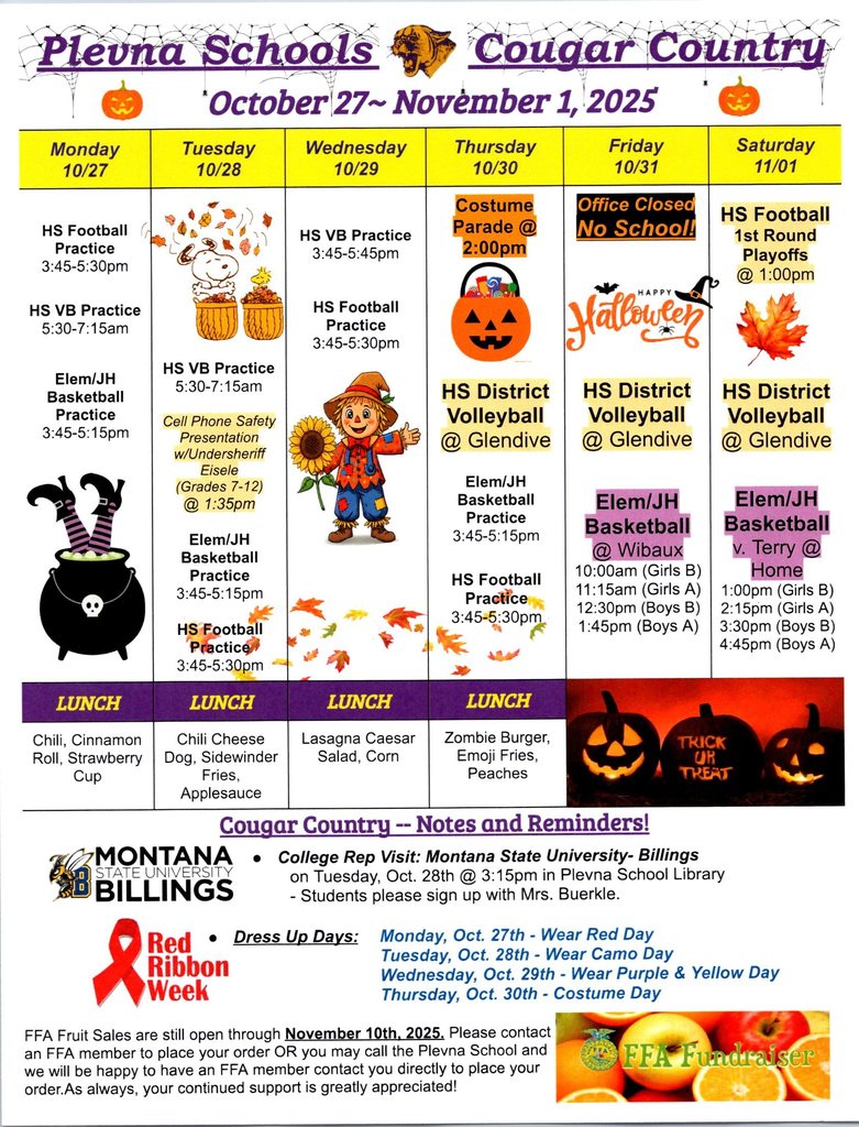 Cougar Country Oct. 27 - Nov. 1