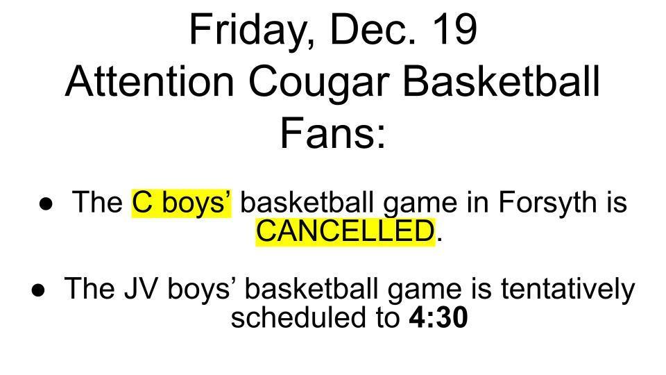 Attention Cougar Basketball Fans: